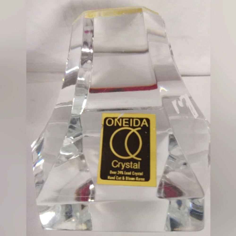 Oneida Crystal Hexagon Paperweight 4"×4"